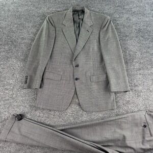 Vintage Stafford Suit 42R Gray Wool Nailhead Premium Pleated Pants Set 38x30